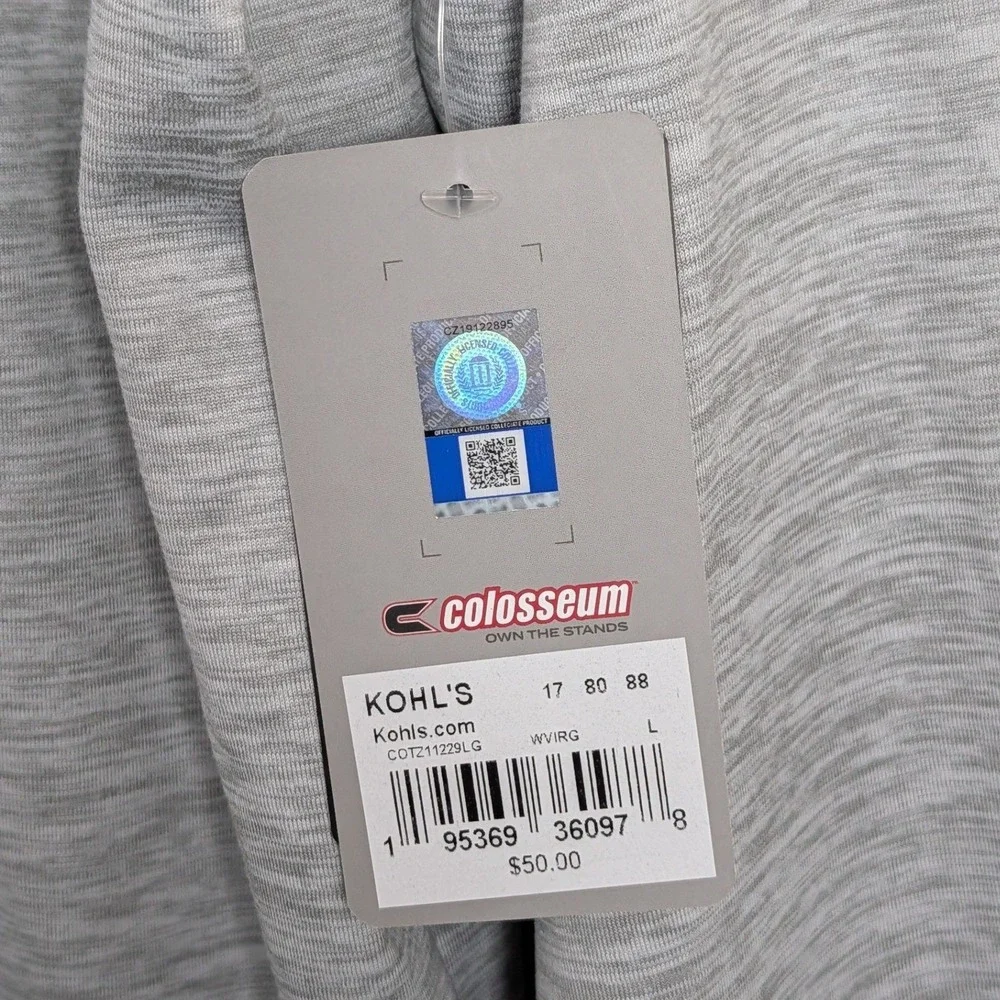 Colosseum West Virginia Mountaineers Mens Large Gray 1/4 Zip Pullover WVU NEW